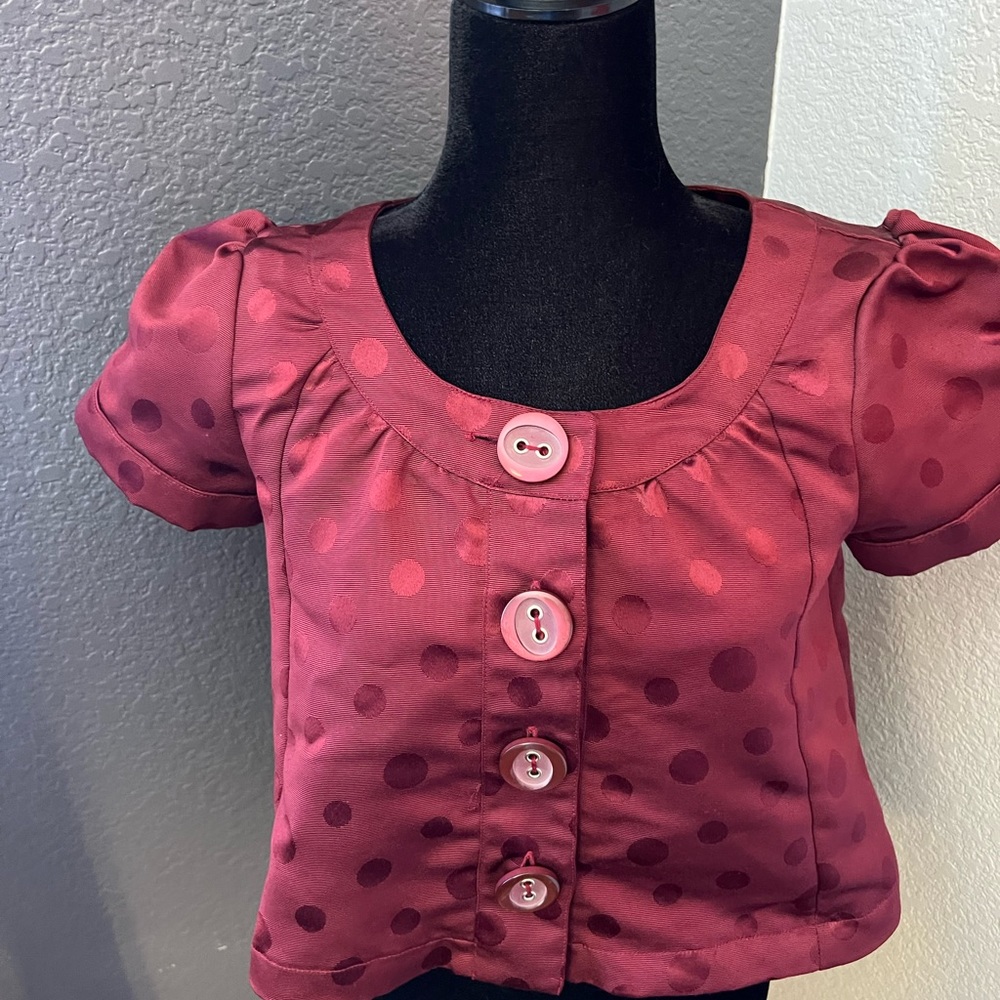Maroon colored crop Jacket.  Size M.